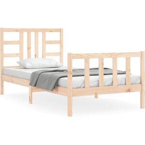 vidaXL Bed Frame Bed Base with Headboard Platform Bed 100x200 cm Solid Wood vidaXL Bed Frame Bed Base with Headboard Platform Bed 100x200 cm Solid Wood