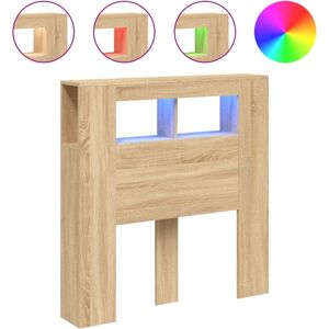 (sonoma oak, 100 x 103.5 cm) vidaXL LED Headboard Bed Header Bedroom Storage Bed (sonoma oak, 100 x 103.5 cm) vidaXL LED Headboard Bed Header Bedroom Storage Bed
