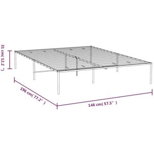 vidaXL Metal Bed Frame - 140x190cm, White, No Headboard vidaXL Metal Bed Frame - 140x190cm, White, No Headboard