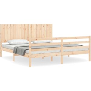VidaXL Solid Pine King Bed Frame - Rustic Style VidaXL Solid Pine King Bed Frame - Rustic Style