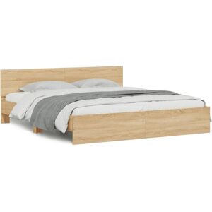 (sonoma oak, 180 x 200 cm) vidaXL Bed Frame with Headboard Bedroom Bed Base Matt (sonoma oak, 180 x 200 cm) vidaXL Bed Frame with Headboard Bedroom Bed Base Matt
