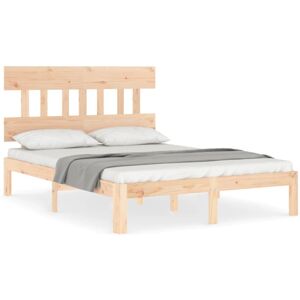 vidaXL Bed Frame Bed Base Platform Bed with Headboard Small Double Solid Wood vidaXL Bed Frame Bed Base Platform Bed with Headboard Small Double Solid Wood