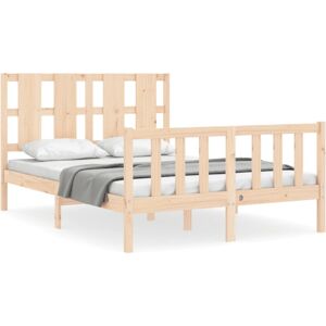 vidaXL Bed Frame Bed Base Wooden Platform Bed with Headboard Double Solid Wood vidaXL Bed Frame Bed Base Wooden Platform Bed with Headboard Double Solid Wood