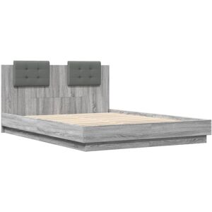 vidaXL Bed Frame with Headboard - Engineered Wood, Grey Sonoma, 140x200cm vidaXL Bed Frame with Headboard - Engineered Wood, Grey Sonoma, 140x200cm