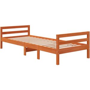 vidaXL Bed Frame Bad Base Wax Brown 75x190 cm Small Single Solid Wood Pine vidaXL Bed Frame Bad Base Wax Brown 75x190 cm Small Single Solid Wood Pine
