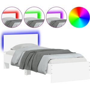 vidaXL Bed Frame with Headboard and LED Lights White 75x190 cm Small Single vidaXL Bed Frame with Headboard and LED Lights White 75x190 cm Small Single