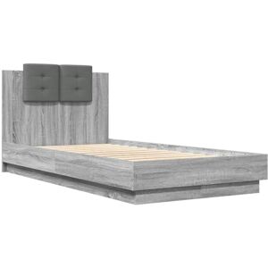 vidaXL Bed Frame with Headboard Grey Sonoma 90x190 cm Single Engineered Wood vidaXL Bed Frame with Headboard Grey Sonoma 90x190 cm Single Engineered Wood