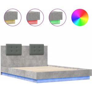 vidaXL Bed Frame with Headboard and LED Lights Bed Concrete Grey 120x200 cm vidaXL Bed Frame with Headboard and LED Lights Bed Concrete Grey 120x200 cm