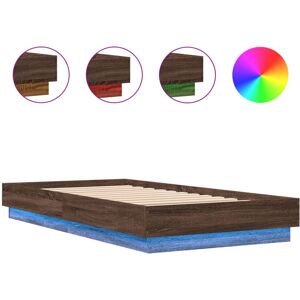 vidaXL Bed Frame with LED Lights Bed Base Bedstead Brown Oak 90x190 cm Single vidaXL Bed Frame with LED Lights Bed Base Bedstead Brown Oak 90x190 cm Single