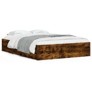 vidaXL Bed Frame with Drawers Smoked Oak - Bed Type vidaXL Bed Frame with Drawers Smoked Oak - Bed Type