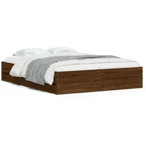 (brown oak, 140 x 200 cm) vidaXL Bed Frame with Drawers Mattress Foundation Bed (brown oak, 140 x 200 cm) vidaXL Bed Frame with Drawers Mattress Foundation Bed