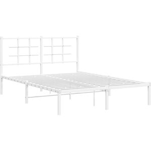 (white, 140 x 190 cm/with headboard) vidaXL Metal Bed Frame with Headboard Home (white, 140 x 190 cm/with headboard) vidaXL Metal Bed Frame with Headboard Home