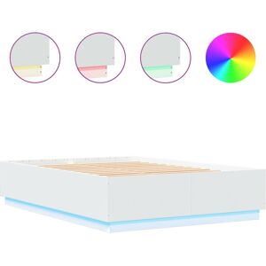 vidaXL Bed Frame with LED Lights Bed Base White 160x200 cm Engineered Wood vidaXL Bed Frame with LED Lights Bed Base White 160x200 cm Engineered Wood