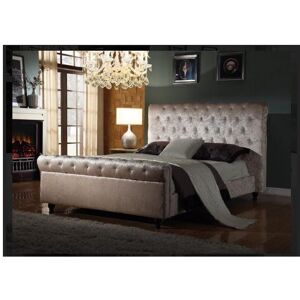 MN Furniture Imperial Crush Velvet Double Bed Available in Beige Color MN Furniture Imperial Crush Velvet Double Bed Available in Beige Color
