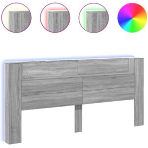 vidaXL Headboard Cabinet with LED Bed Headboard Grey Sonoma 220x16.5x103.5 cm vidaXL Headboard Cabinet with LED Bed Headboard Grey Sonoma 220x16.5x103.5 cm