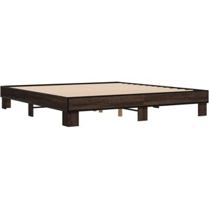 vidaXL Bed Frame Home Bed Base Brown Oak 200x200 cm Engineered Wood and Metal vidaXL Bed Frame Home Bed Base Brown Oak 200x200 cm Engineered Wood and Metal