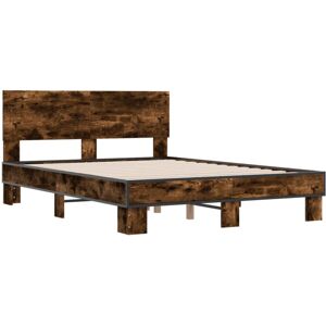 vidaXL Bed Frame Bed Base Smoked Oak 120x200 cm Engineered Wood and Metal vidaXL Bed Frame Bed Base Smoked Oak 120x200 cm Engineered Wood and Metal