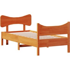 vidaXL Bed Frame & Headboard Wax Brown 75x190 cm Small Single Solid Wood Pine vidaXL Bed Frame & Headboard Wax Brown 75x190 cm Small Single Solid Wood Pine