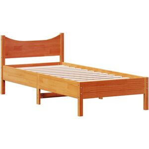 vidaXL Bed Frame Bed Base Wax Brown 75x190 cm Small Single Solid Wood Pine vidaXL Bed Frame Bed Base Wax Brown 75x190 cm Small Single Solid Wood Pine