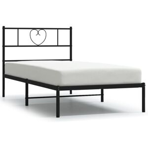 (black, 90 x 190 cm/with headboard) vidaXL Metal Bed Frame with Headboard Bed Ba (black, 90 x 190 cm/with headboard) vidaXL Metal Bed Frame with Headboard Bed Ba