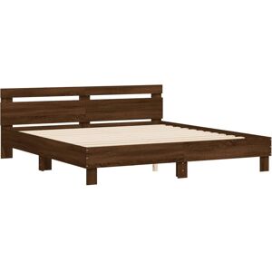(brown oak, 160 x 200 cm) vidaXL Bed Frame with Headboard Bed Base Mattress Foun (brown oak, 160 x 200 cm) vidaXL Bed Frame with Headboard Bed Base Mattress Foun