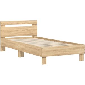 (sonoma oak, 90 x 200 cm) vidaXL Bed Frame with Headboard Bed Base Mattress Foun (sonoma oak, 90 x 200 cm) vidaXL Bed Frame with Headboard Bed Base Mattress Foun