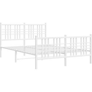 vidaXL Metal Bed Frame with Headboard & Footboard - White - 120x190 cm vidaXL Metal Bed Frame with Headboard & Footboard - White - 120x190 cm