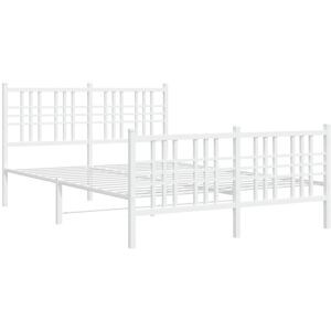 vidaXL White Metal Bed Frame with Headboard - Bed Type vidaXL White Metal Bed Frame with Headboard - Bed Type