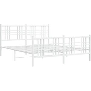 vidaXL Metal Bed Frame with Headboard - King Size - White vidaXL Metal Bed Frame with Headboard - King Size - White