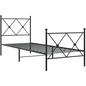(black, 90x190 cm/with headboard & footboard) vidaXL Metal Bed Frame with Headbo (black, 90x190 cm/with headboard & footboard) vidaXL Metal Bed Frame with Headbo