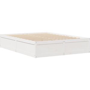 vidaXL White 150x200 cm Bed Frame - Modern Wooden Bed Base vidaXL White 150x200 cm Bed Frame - Modern Wooden Bed Base