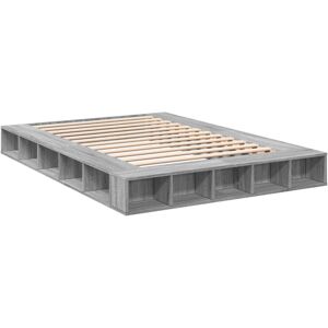 vidaXL Bed Frame Home Bed Base Bedstead Grey Sonoma 140x200 cm Engineered Wood vidaXL Bed Frame Home Bed Base Bedstead Grey Sonoma 140x200 cm Engineered Wood