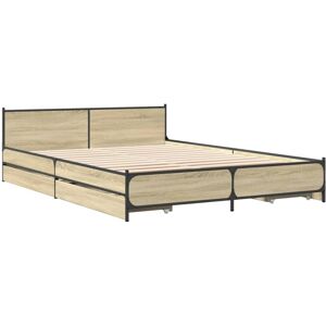 vidaXL Sonoma Oak 160x200 cm Bed Frame with Drawers - Bed Type vidaXL Sonoma Oak 160x200 cm Bed Frame with Drawers - Bed Type
