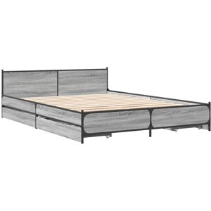 vidaXL Grey Sonoma Bed Frame with Drawers - Bed Type vidaXL Grey Sonoma Bed Frame with Drawers - Bed Type