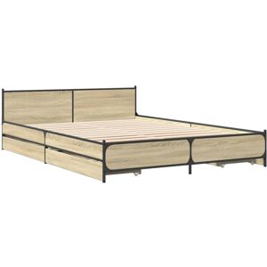 (sonoma oak, 140 x 200 cm) vidaXL Bed Frame with Drawers Bed Base Mattress Found (sonoma oak, 140 x 200 cm) vidaXL Bed Frame with Drawers Bed Base Mattress Found