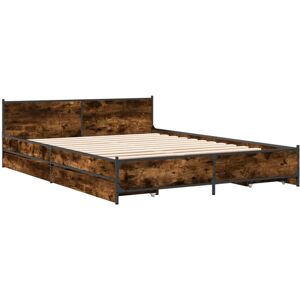 (smoked oak, 140 x 200 cm) vidaXL Bed Frame with Drawers Bed Base Mattress Found (smoked oak, 140 x 200 cm) vidaXL Bed Frame with Drawers Bed Base Mattress Found