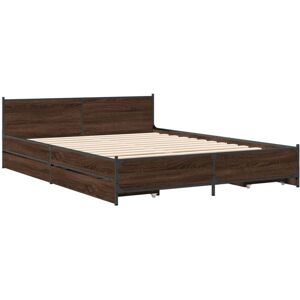 (brown oak, 140 x 190 cm) vidaXL Bed Frame with Drawers Bed Base Mattress Founda (brown oak, 140 x 190 cm) vidaXL Bed Frame with Drawers Bed Base Mattress Founda