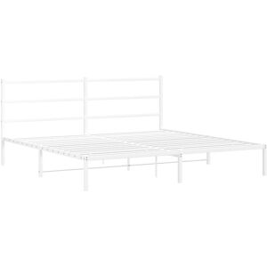 vidaXL Metal Bed Frame with Headboard Mattress Foundation White 183x213 cm vidaXL Metal Bed Frame with Headboard Mattress Foundation White 183x213 cm