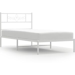 vidaXL Metal Bed Frame Mattress Foundation with Headboard White 90x200 cm vidaXL Metal Bed Frame Mattress Foundation with Headboard White 90x200 cm