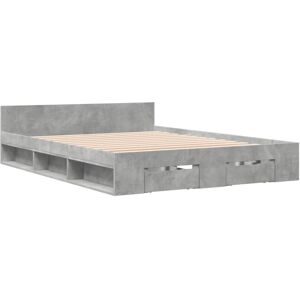 (concrete grey, 140 x 190 cm) vidaXL Bed Frame with Drawers Bed Base Smoked Oak (concrete grey, 140 x 190 cm) vidaXL Bed Frame with Drawers Bed Base Smoked Oak