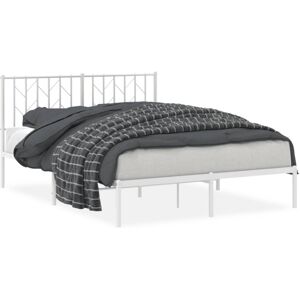 (white, 140 x 190 cm/ with headboard) vidaXL Metal Bed Frame with Headboard Matt (white, 140 x 190 cm/ with headboard) vidaXL Metal Bed Frame with Headboard Matt