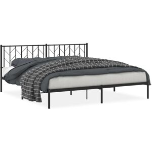 (black, 193 x 203 cm/ with headboard) vidaXL Metal Bed Frame with Headboard Matt (black, 193 x 203 cm/ with headboard) vidaXL Metal Bed Frame with Headboard Matt