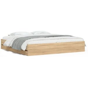 (sonoma oak, 200 x 200 cm) vidaXL Bed Frame with Drawers Mattress Foundation Bed (sonoma oak, 200 x 200 cm) vidaXL Bed Frame with Drawers Mattress Foundation Bed
