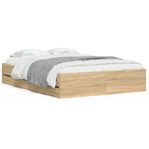 (sonoma oak, 120 x 190 cm) vidaXL Bed Frame with Drawers Mattress Foundation Bed (sonoma oak, 120 x 190 cm) vidaXL Bed Frame with Drawers Mattress Foundation Bed