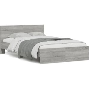vidaXL Grey Sonoma Bed Frame with Headboard - Bed Type vidaXL Grey Sonoma Bed Frame with Headboard - Bed Type