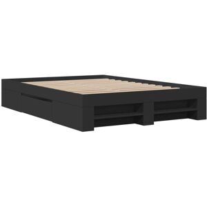 vidaXL Bed Frame Bed Base Mattress Foundation Black 140x190 cm Engineered Wood vidaXL Bed Frame Bed Base Mattress Foundation Black 140x190 cm Engineered Wood