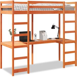 vidaXL Loft Bed Frame with Desk Bunk Bed Wax Brown 90x200 cm Solid Wood Pine vidaXL Loft Bed Frame with Desk Bunk Bed Wax Brown 90x200 cm Solid Wood Pine