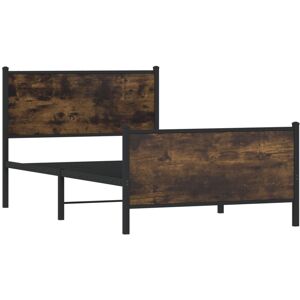 vidaXL Metal Bed Frame with Headboard and Footboard Bed Smoked Oak 100x190 cm vidaXL Metal Bed Frame with Headboard and Footboard Bed Smoked Oak 100x190 cm