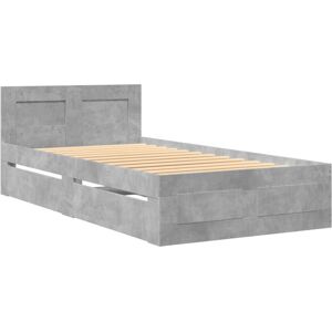 vidaXL Bed Frame with Headboard Concrete Grey Small Single Engineered Wood vidaXL Bed Frame with Headboard Concrete Grey Small Single Engineered Wood