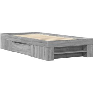 vidaXL Bed Frame Bed Base Home Bedstead Grey Sonoma 90x200 cm Engineered Wood vidaXL Bed Frame Bed Base Home Bedstead Grey Sonoma 90x200 cm Engineered Wood